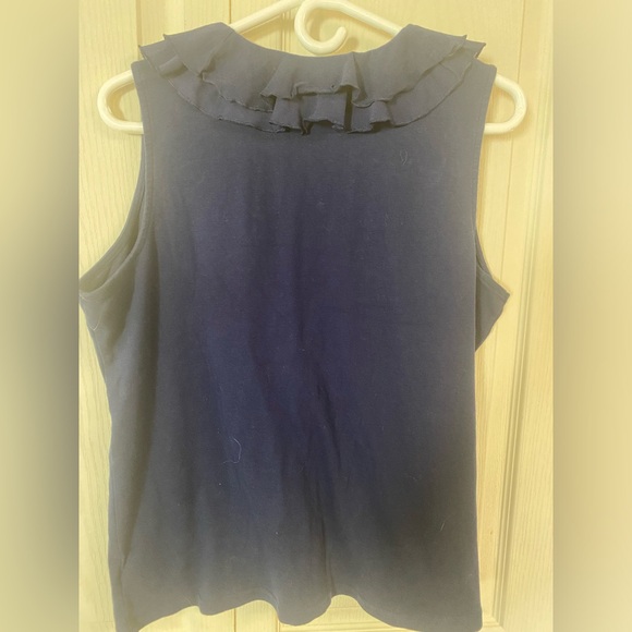 Chaps women's Basic top navy blue Ruffle front sleeveless size XL - Picture 4 of 11